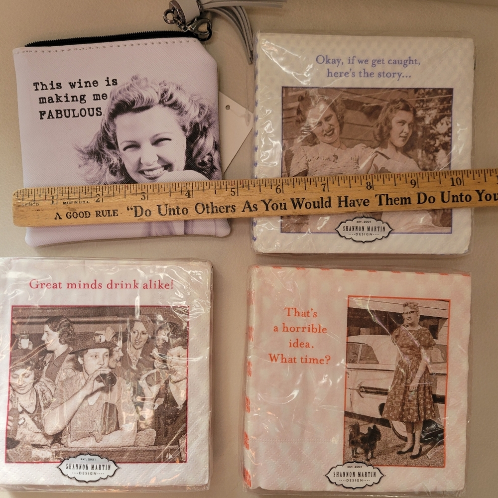Wine Theme Coin Purse and Funny Cocktail Napkins ~ NWT ~ Happy Hour Fun! - Picture 10 of 16
